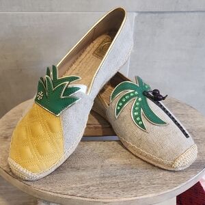 Tory Burch Pineapple Espadrilles - Yellow and Green